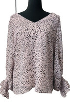 1.STATE Women's Size M Pastel Pink Polka dot V-Neck Lined Top