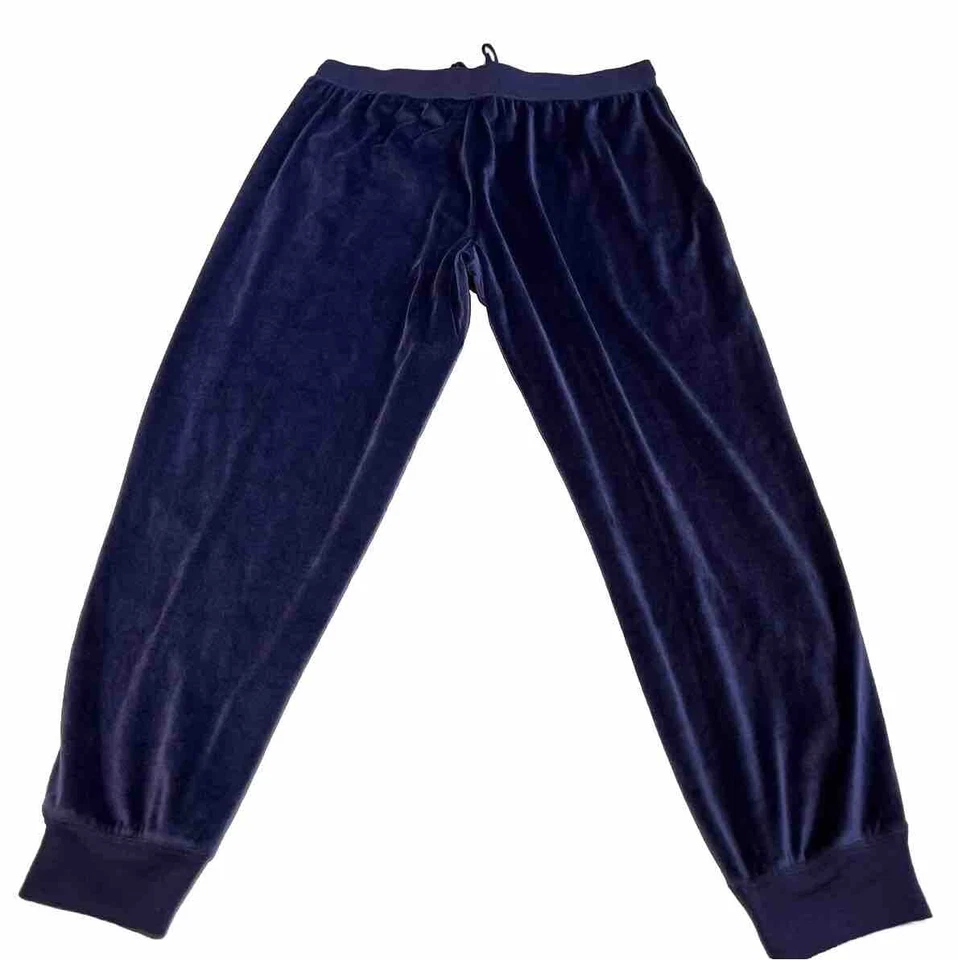 Pantalones de pijama Honeydew talla grande joggers azul marino terciopelo cintura elástica cordón Foto 4 de 4