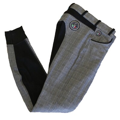 Lauria Garrelli Breeches, Grey and Black Check, HKM Full Seat Boot Breeches