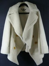 New Burberry Shearling And Cable-knit Coat Ivory Size Uk 10 $3,990 #c1227