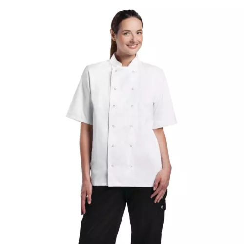 white chefs jacket boston unisex short sleeve professional kitchen uniform image 4