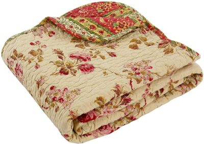 floral quilted throw