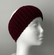 New Hand Crocheted Head Band Ear Warmer Crimson Red Cozy Soft Warm