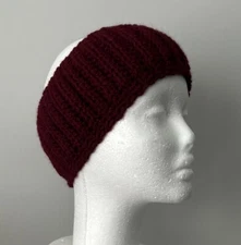 New Hand Crocheted Head Band Ear Warmer  Crimson Red Cozy Soft Warm