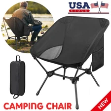 Nylon Folding Camping Chair For Outdoor Hunting Fishing Hiking Backpacking Black