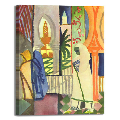 Macke in der Tempelhalle Design Bild Druck Leinwand Gemälde Rahmen Wohnkultur