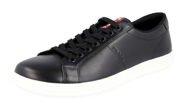Prada Leder Linea Rossa Downtown Sneaker - 4E3256 - Schwarz Weiss - 12 46-image