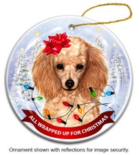 Poodle All Wrapped Up For Christmas Holiday Ornament