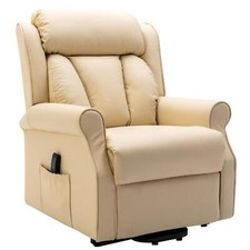 The Darwin - Dual Motor Riser Recliner Mobility Arm Chair Cream Genuine Leather