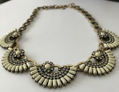 J. CREW Rhinestone Fan Design Link STATEMENT Necklace