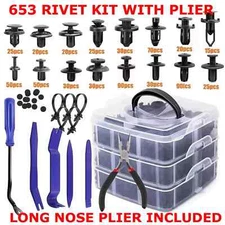 651Pcs Car Retainer Auto Fasteners Push Trim Plastic Clips Pin Rivet Bumper Kit