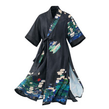 Korean Modern Hanbok Irworobongdo Robe Unisex Black Fusion Outerwear One Size