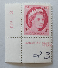 canada stamp #339iv - Queen Elizabeth II (1954) 3¢ SF MNH OG