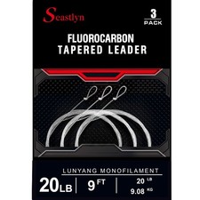Fluorocarbon Tapered Leader Clear 3 Pack 9 FT 20 LB Fly Fishing