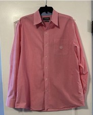 Chaps Easy Care Men’s L Pink/White Gingham Long Sleeve Collared Dress Shirt
