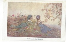 ARTIST HILDA T MILLER - THE FAIRY IN THE BLOSSOM C W FAULKNER  VINTAGE POSTCARD