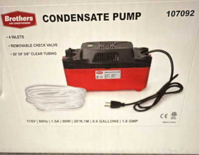 Brothers Condensate Pump SMD-TPF-20-115H 115V 1.5A Removable Check Valve