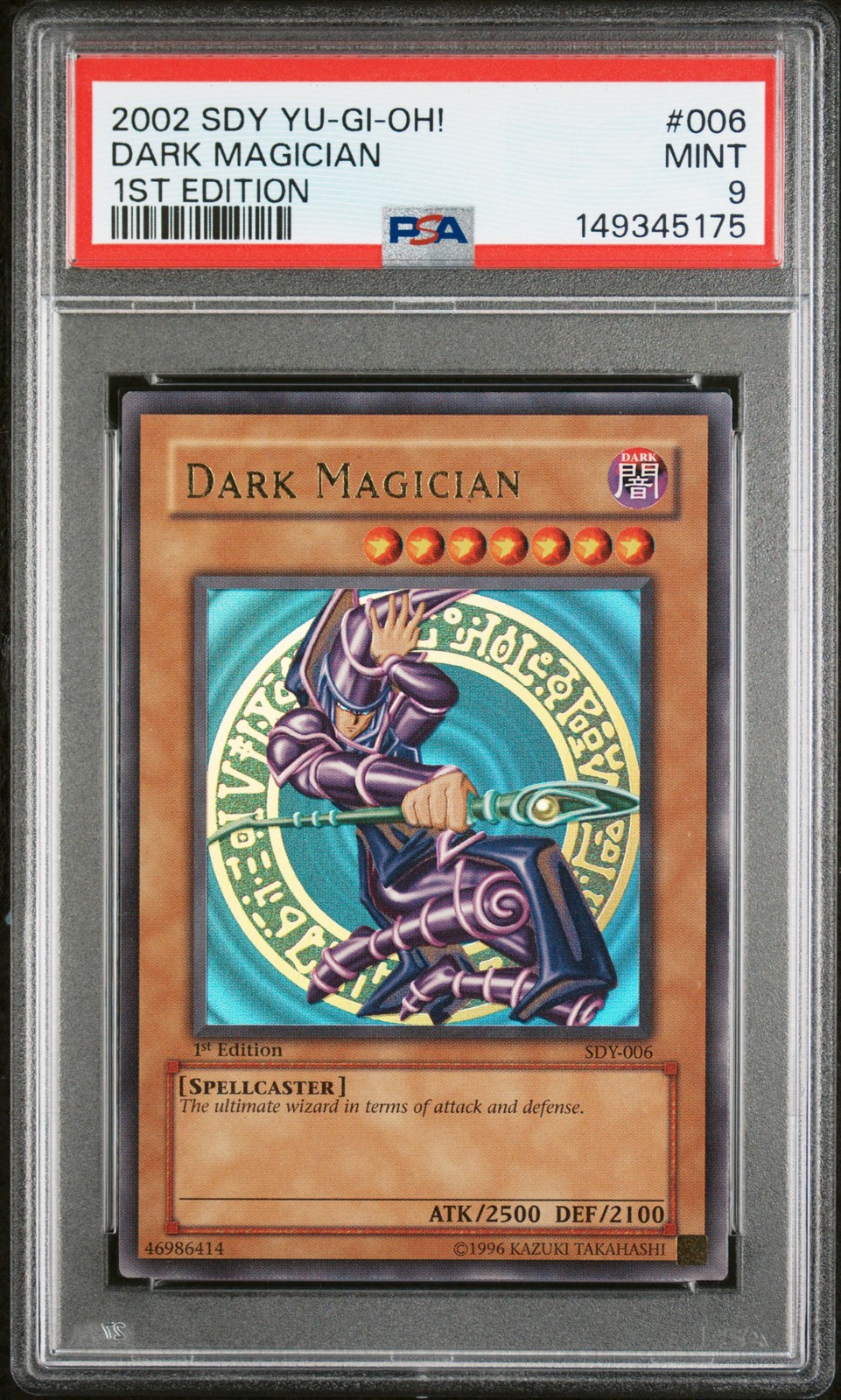 2002 YU-GI-OH! STARTER DECK: YUGI 1ST EDITION #006 DARK MAGICIAN PSA 9