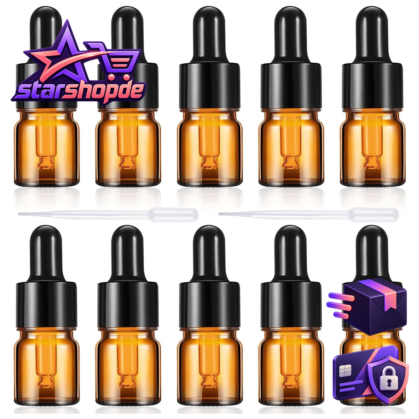 Pipettenflaschen 1ml Flasche Fläschchen mit Pipette Antischock