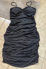 Express Black Dress SzM Contour Figure Fitting Scrunch Lined Cup Enhanced