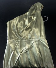 Lulus Women s Green Satin One-Shoulder Long D...