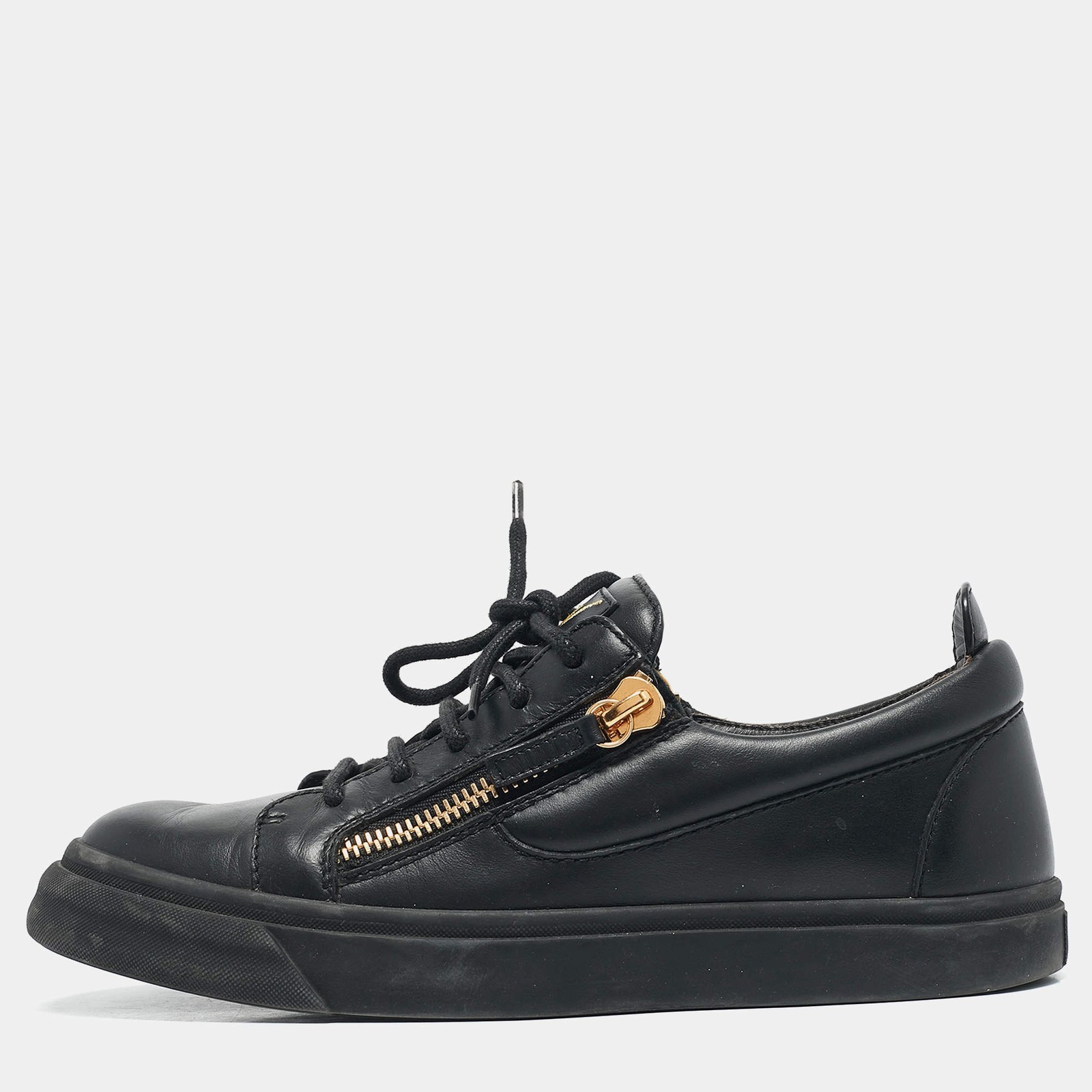 Giuseppe Zanotti Size 39 Black Leather Low Top Sneakers