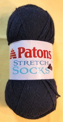 Patons Stretch Sock Yarn 31041 Black Cotton Wool Nylon Elastic 50gm 239 Yards