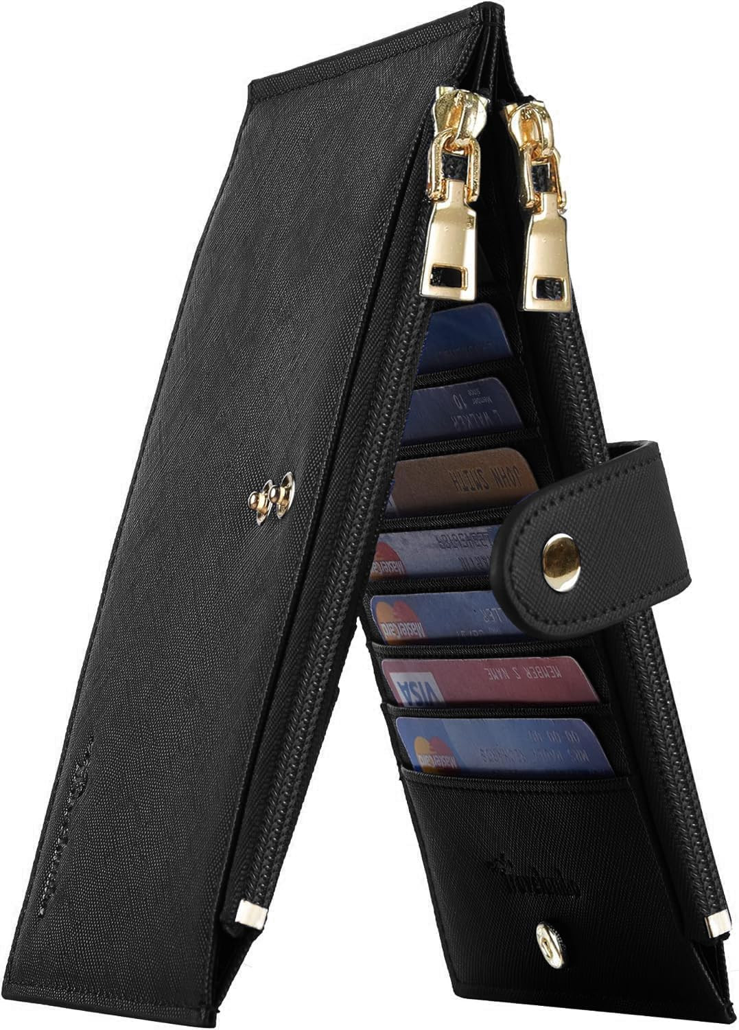 RFID Blocking Women’s Bifold Wallet with Zipper Pocket for Multiple Cards Large Size Secure Design