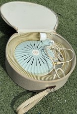 Vintage General Electric Aqua Blue Portable Bonnet Hair Dryer w/ Carrying Case
