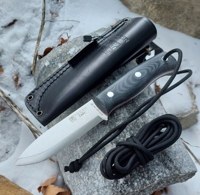 Joker Ember Scandi Micarta Outdoormesser 14C28N Stahl Lederscheide