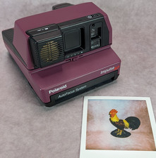 Macchina fotografica vintage Polaroid 600 Impulse AF pellicola istantanea viola prugna bordeaux testata