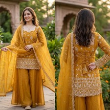 SALWAR KAMEEZ PAKISTANI INDIAN WEDDING PARTY WEAR BOLLYWOOD SUIT SHARARA PLAZZO