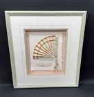 Vtg 80s Mixed Media Abstract Collage Art Torn Paper Fan Pastel Signed Framed