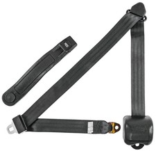 Jegs 3-point Retractable Seat Belt Black With Push-button Latch Black
