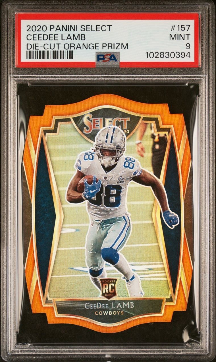 2020 Panini Select - Premier Level CeeDee Lamb #157 Orange Prizm Die-Cut (RC)