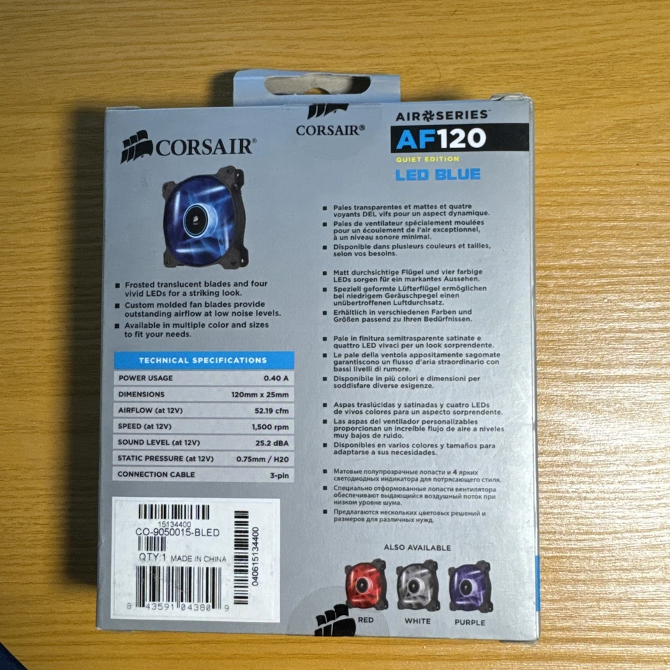Ventilador PC Corsair AF 120 LED Azul Alta Presión Estática 120mm CO-9050015-BLED Foto 2 de 4