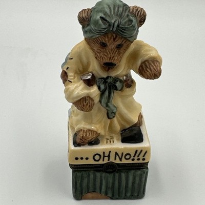 Boyds Bears Bearware Pottery Trinket Box ''Oh No'' Bear on Bathroom Scale Dieting