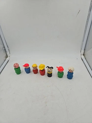 Vintage Fisher-Price Little People figures, made W/wooden bodies & plastic heads