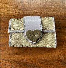 GUCCI GG Canvas Lovely Heart White Key Case Used From JPN