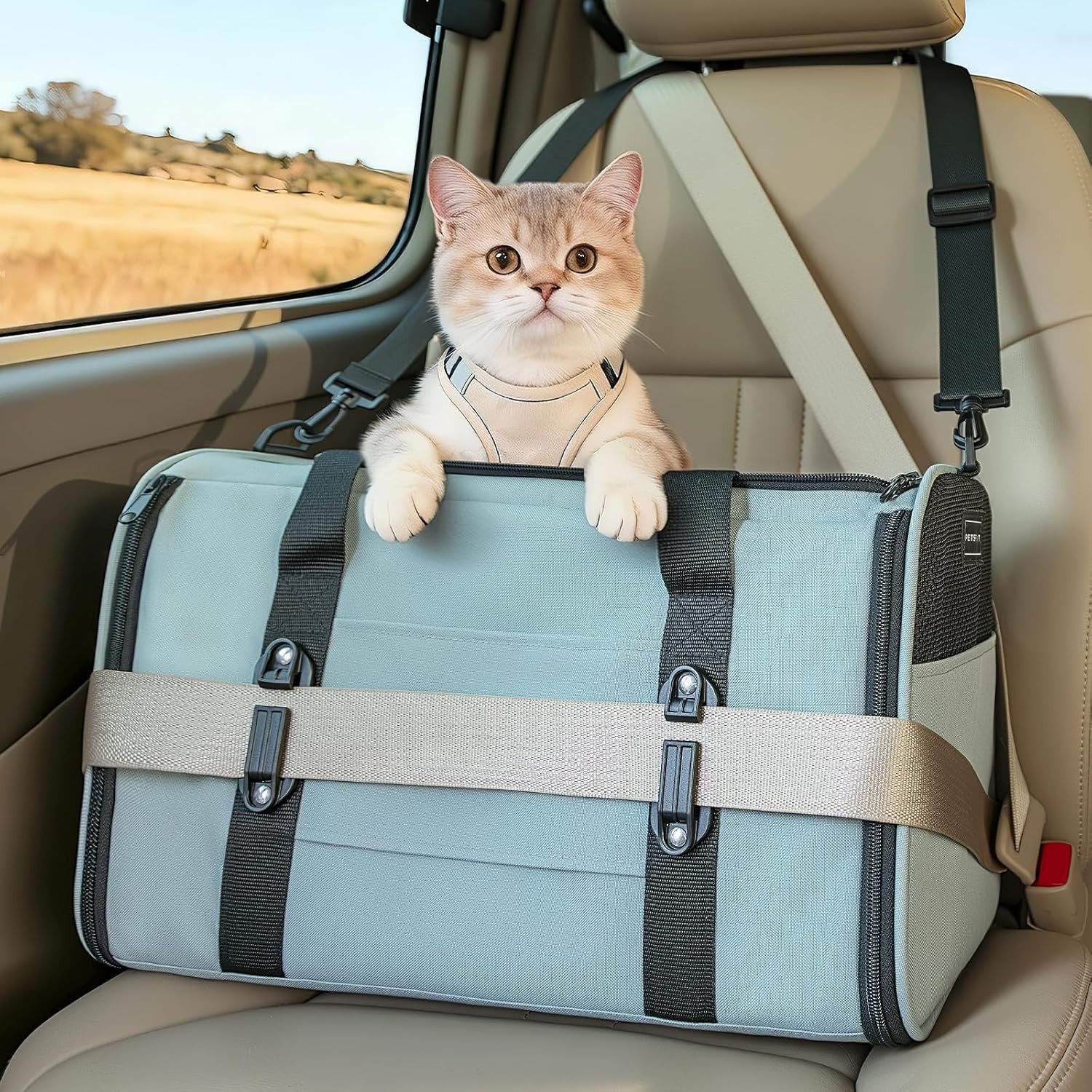 Borsa Viaggio Gatti Anti-Stress con Fibbia Sicurezza - Comfort Vet-Approved