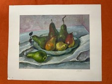 vecchio dipinto natura morta pere 1943 olio su cartone, TE140725/ 407
