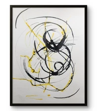 Echoes in Yellow – 11x14 Original Abstract Ink Painting on Paper | Modern Art