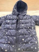 Gap Girls Navy Star Print Hooded Puffer Jacket S Regular 6-7 Years