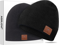 Bluetooth Beanie, Double-Layer Wool Lining Bluetooth Hat Beanie for Men/Women/Te