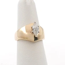 14k Gold Marquise Setting Wide Band Engagement Ring Natural Diamond Stuller s5.5