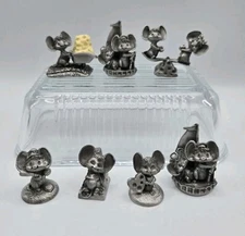 1980s Miniature Hudson Pewter Cheddar & Co. 7pc Lot Mouse Figures