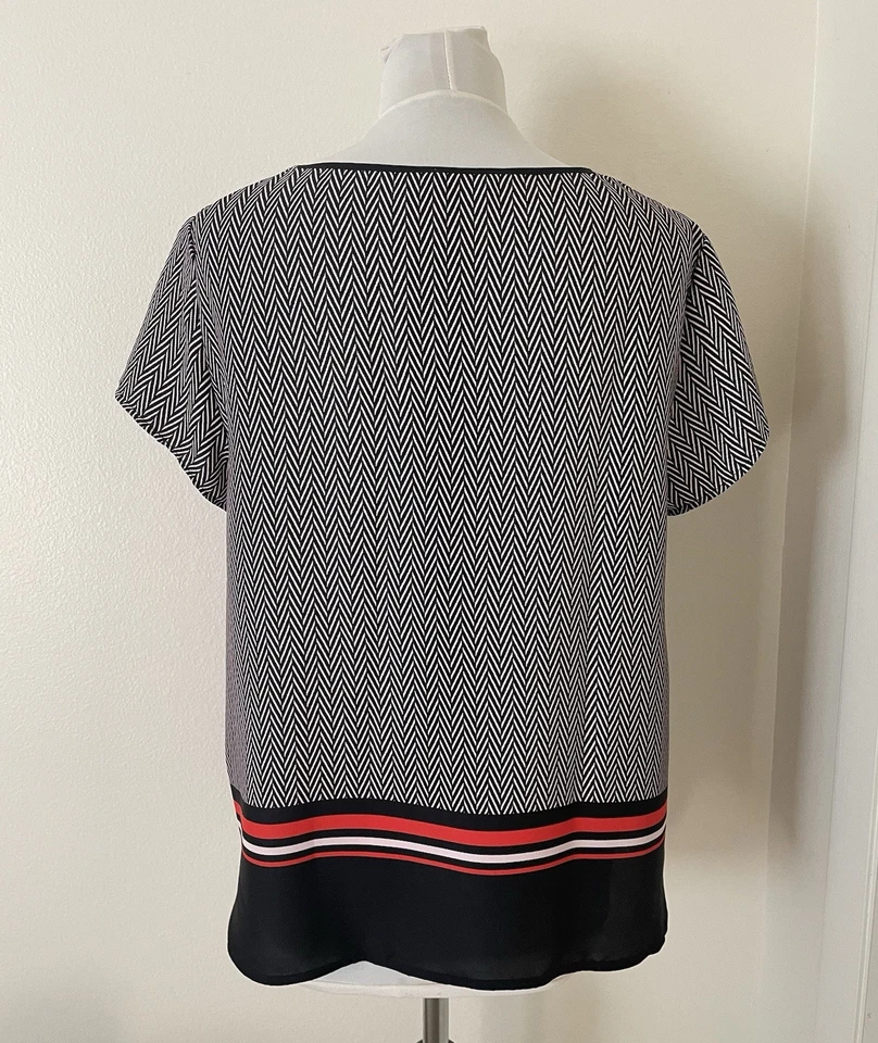 Blusa Jones New York Mujer Top 14 P Espiga Negra Blanca Mangas Cortas Foto 2 de 4