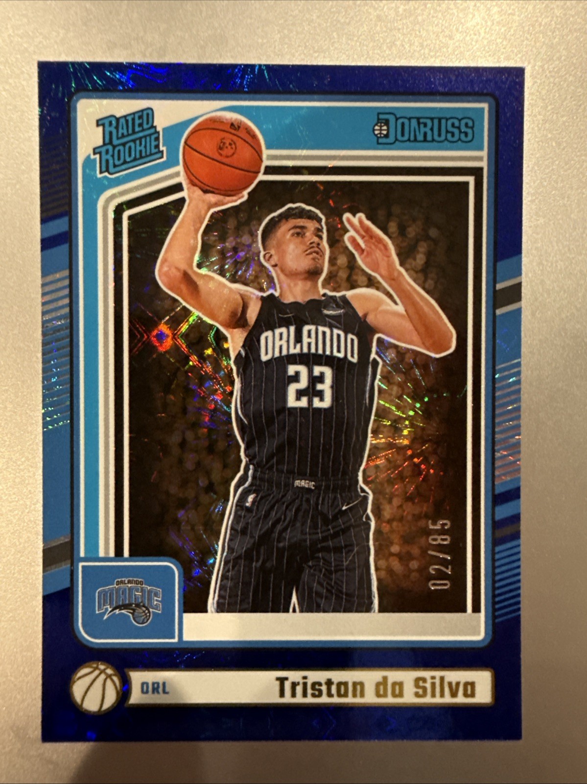 Tristan Da Silva 2024-25 Panini Donruss Rated Rookie Blue Fireworks /85 RC #203