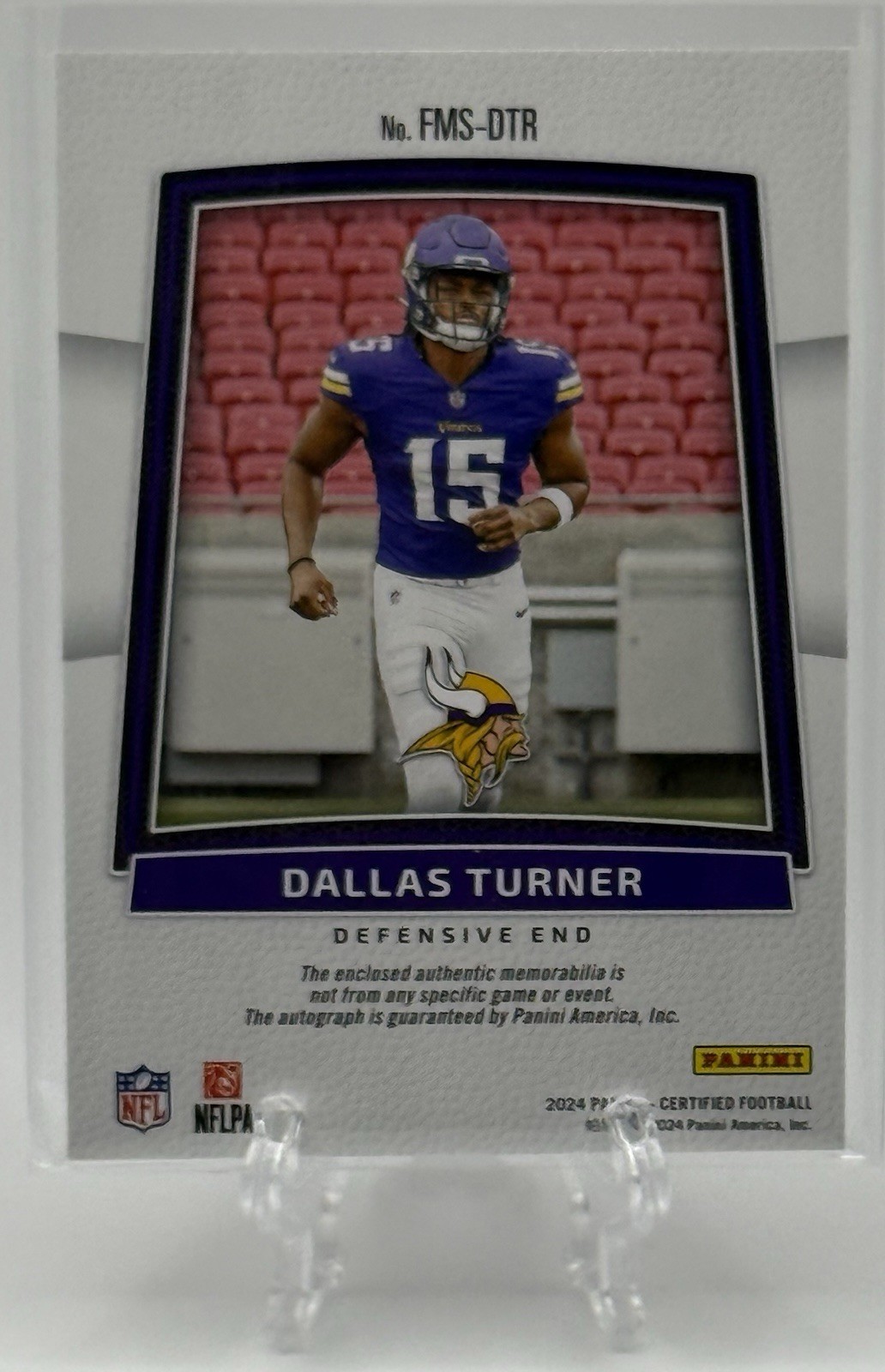 Dallas Turner 2024 Panini Certified Freshman Fabric Red RPA RC Patch Auto /199! view 3
