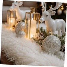 Christmas Fake Snow Blanket for Christmas Village Fuzzy Faux Fur 1.3 x 4.9 ft 1